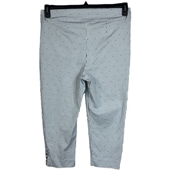 Chico’s Perfect Stretch SZ 2 (Large) Capris Pants Striped Dots Stretch Pull-On - Picture 4 of 8
